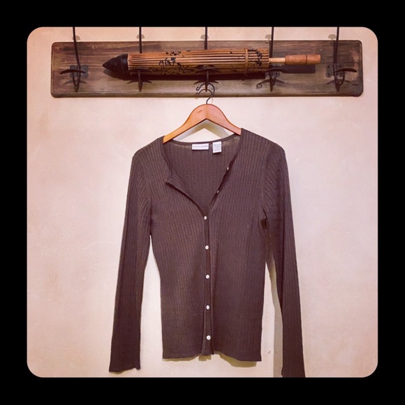 🪶3/$20 Cabled JACLYN SMITH L/S Button-Up Camisole w/Pearlized Buttons-S - Picture 7 of 16